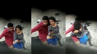 Man fucks girlfriend’s gaand in outdoor public sex