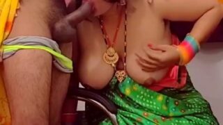Milky boobs aunty was blowing her son friend cock