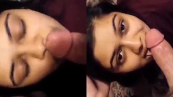 Homely girl blows her boyfriends big manhood cock