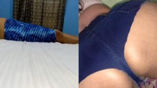 Blue dress girlfriend sucks her boyfriends big dick