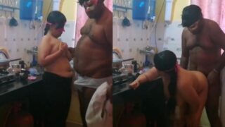 Sexy Tamil bhabhi has secret cuckold sex in the kitchen