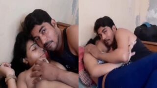 Desi guy sucks and licks his girlfriends desi boobs