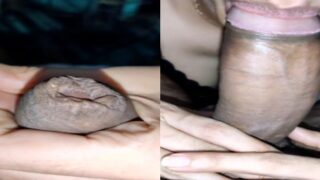 Black cock guy enjoys his girlfriend beautiful blowjob