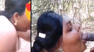 Tamil slut sex worker aunty blows big cock in outdoor
