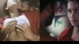 White red dress bhabhi boobs gets squeezes by her lover